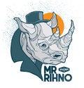 Mr. rhino t shirt poster design vectorfileÃ¢â¬â stock illustration Ã¢â¬â stock illustration file Royalty Free Stock Photo